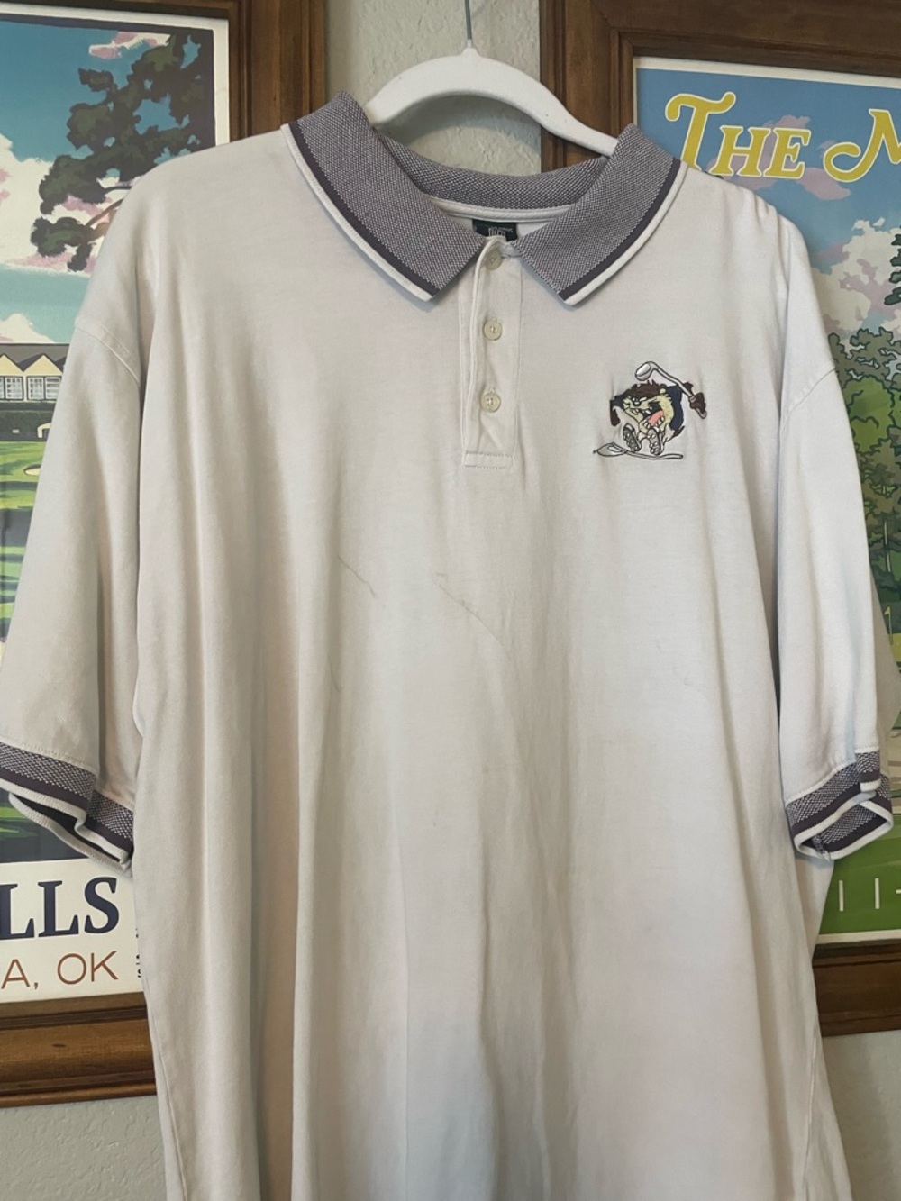 Vintage Tasmanian Devil Golf Polo Shirt Warner Bros XL 90s Looney Tunes Golf